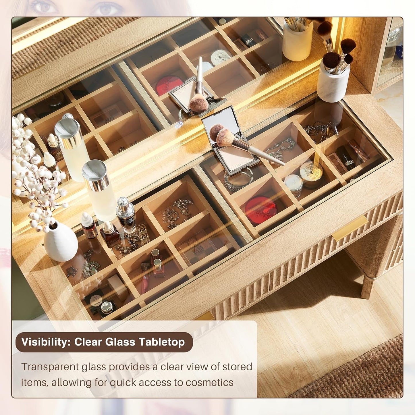 Elegant & Modern Vanity Table with Mirror & LED Light