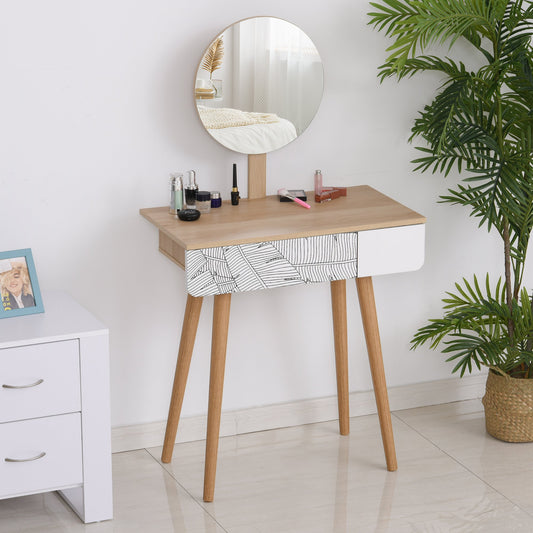 Vanity With Mirror – Elegant Oak Wood Design